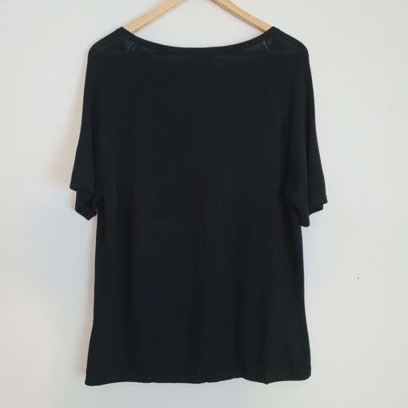 April Cornell | Black Embroidered Short Sleeve Knit Top - Picture 7 of 10